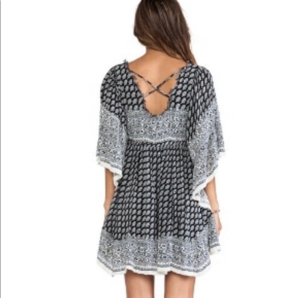 Free People Heart of Gold Dress L Black & white tunic dress bell sleeved Lined - Picture 2 of 12